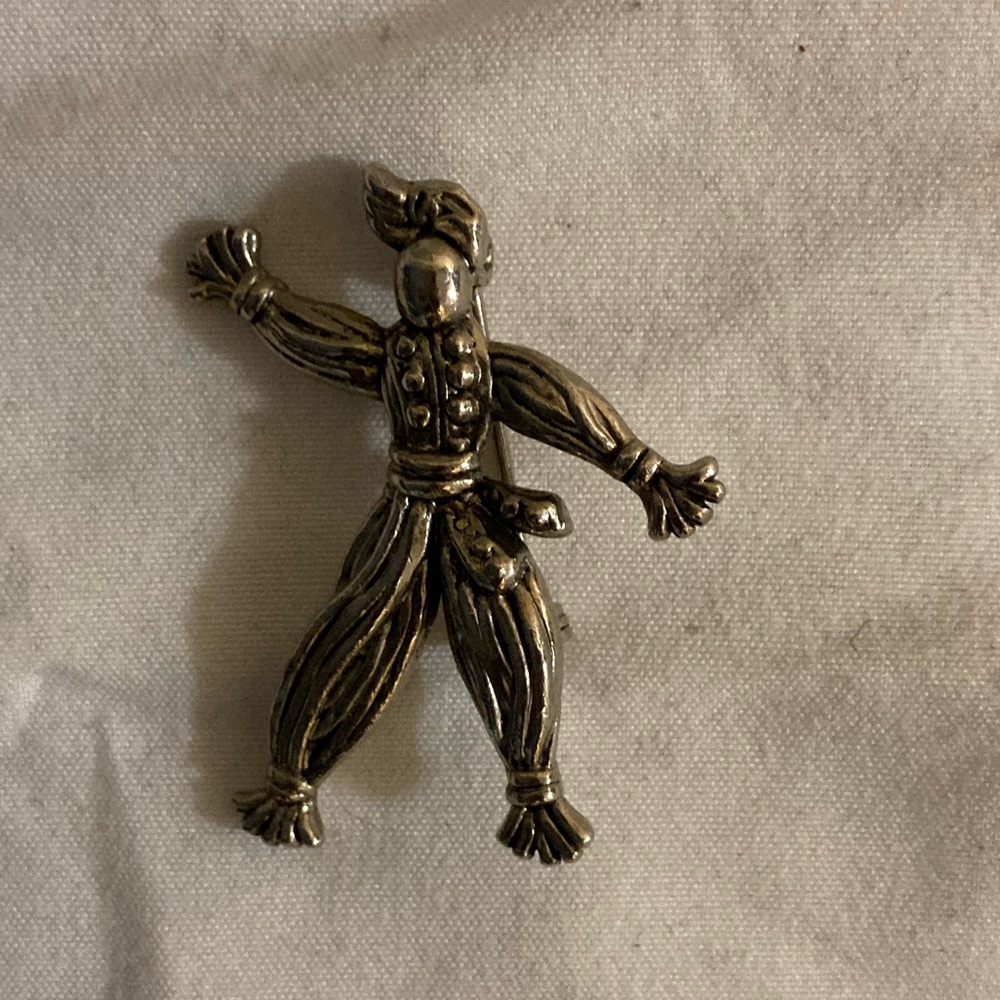 Silver Clown Brooch